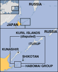 Map of Kuril islands